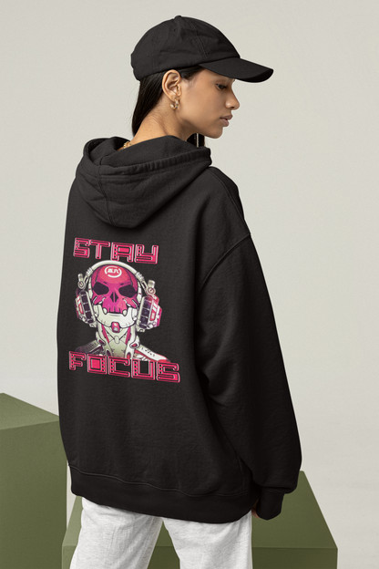 STAY FOCUS Streetwear Backprint - Sudadera con capucha unisex extragrande Slammer Organic para adultos SH