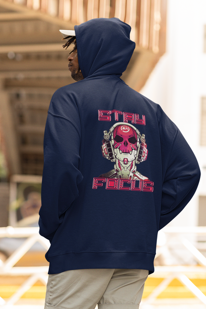 STAY FOCUS Streetwear Backprint - Sudadera con capucha unisex extragrande Slammer Organic para adultos SH