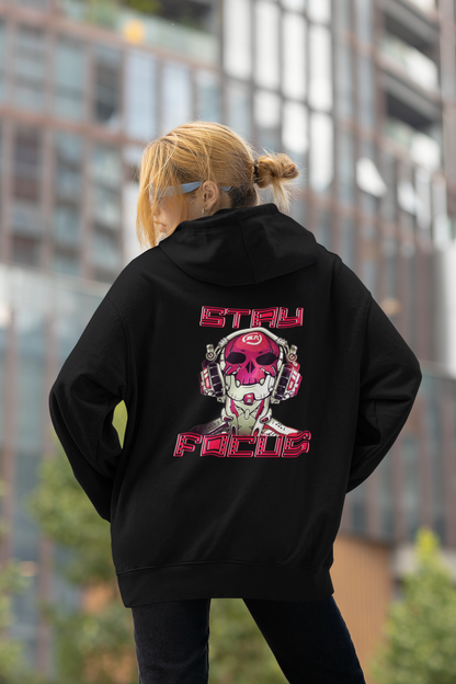 STAY FOCUS Streetwear Backprint - Sudadera con capucha unisex extragrande Slammer Organic para adultos SH