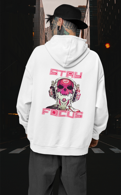 STAY FOCUS Streetwear Backprint - Sudadera con capucha unisex extragrande Slammer Organic para adultos SH