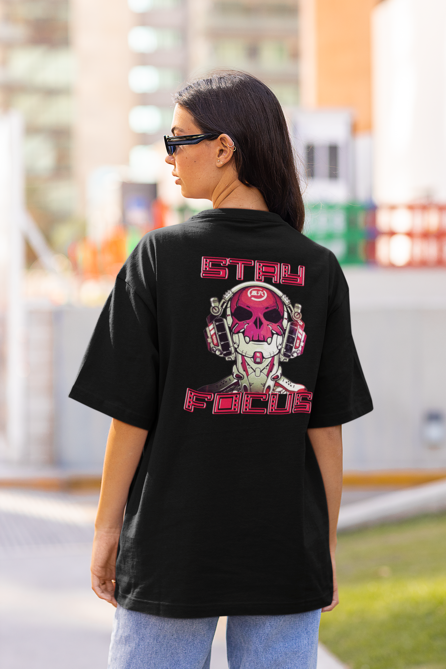 STAY FOCUS Streetwear Backprint - Freestyler Bio Oversized Unisex T-Shirt Erwachsenen SH
