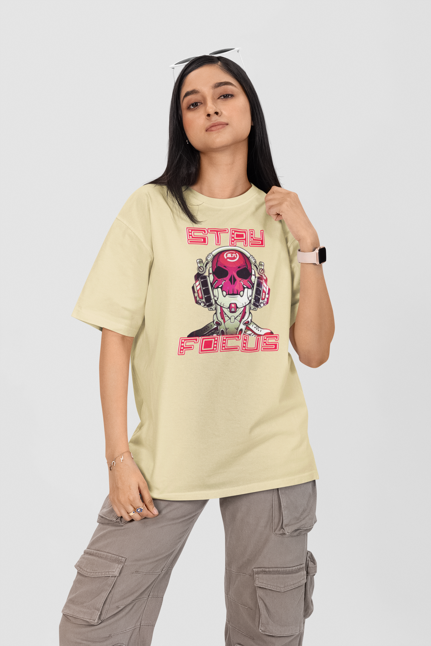 STAY FOCUS Streetwear Frontprint - Freestyler Bio Oversized Unisex T-Shirt Erwachsenen SH