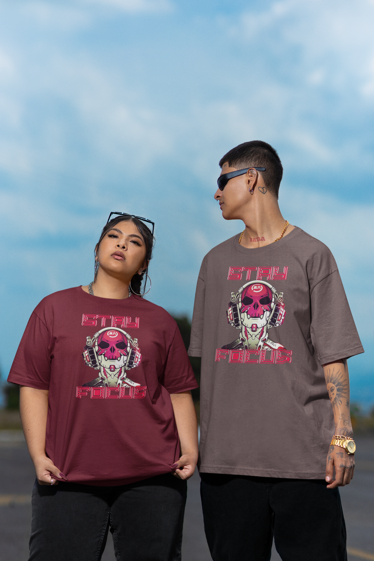 STAY FOCUS Streetwear Frontprint - Freestyler Bio Oversized Unisex T-Shirt Erwachsenen SH