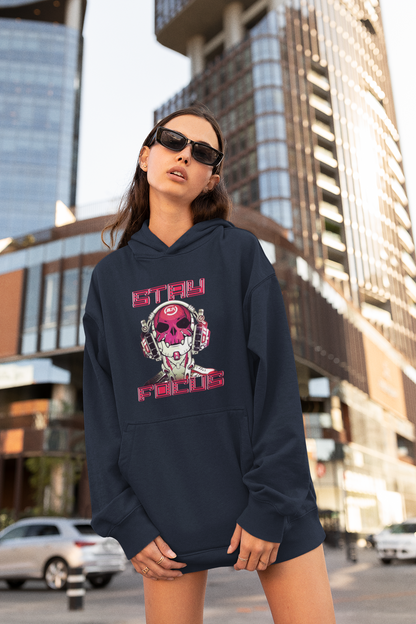 STAY FOCUS Streetwear Estampado Frontal - Sudadera con capucha unisex extragrande Slammer Organic para adultos SH