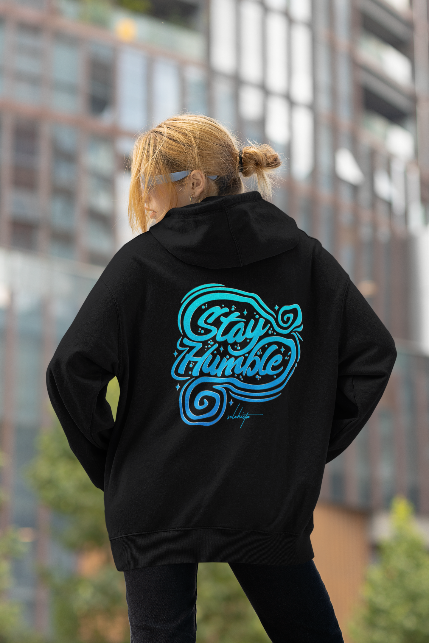 STAY HUMBLE Streetwear Backprint - Sudadera con capucha unisex extragrande Slammer Organic para adultos SH