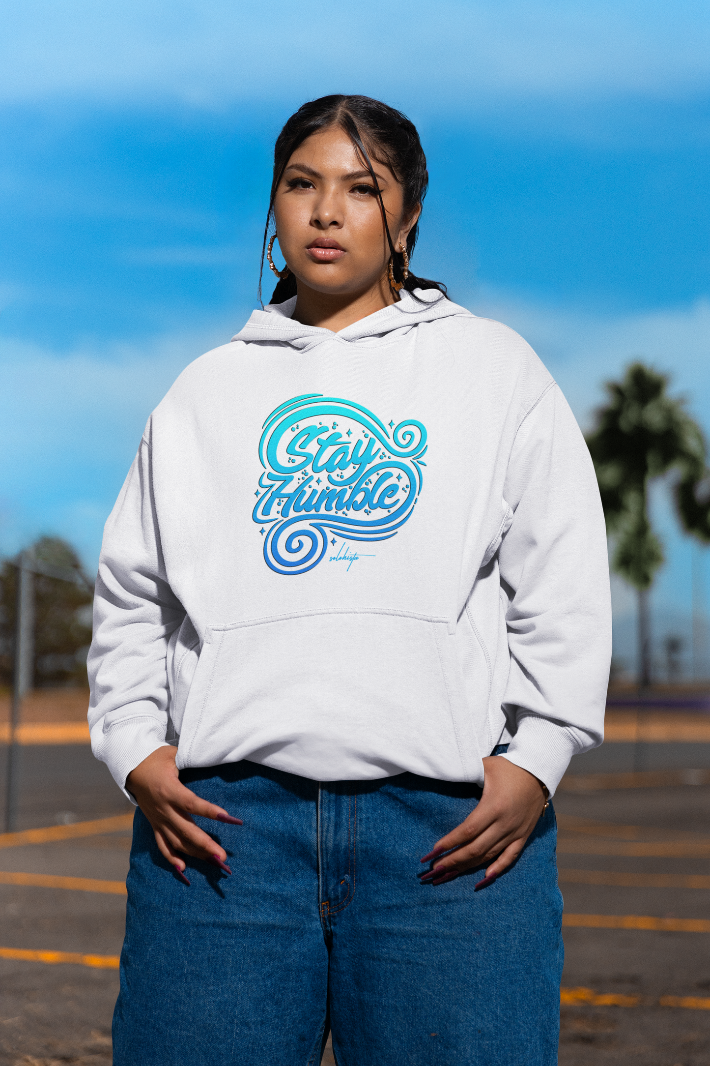 STAY HUMBL Streetwear Estampado Frontal - Sudadera con capucha unisex extragrande Slammer Organic para adultos SH
