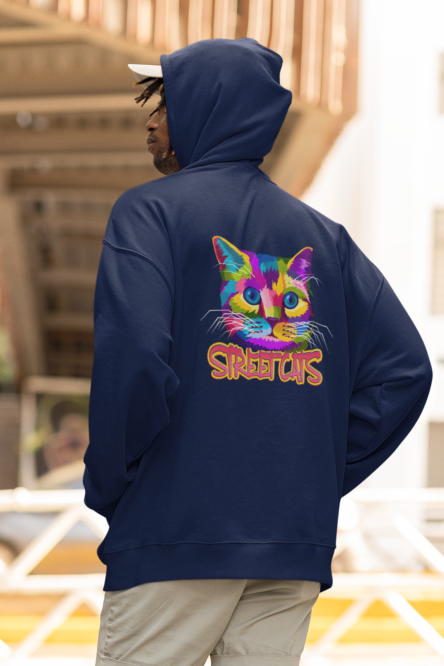 Sudadera con capucha unisex extragrande STREETCATS Streetwear con estampado en la espalda - Slammer Organic para adultos SH