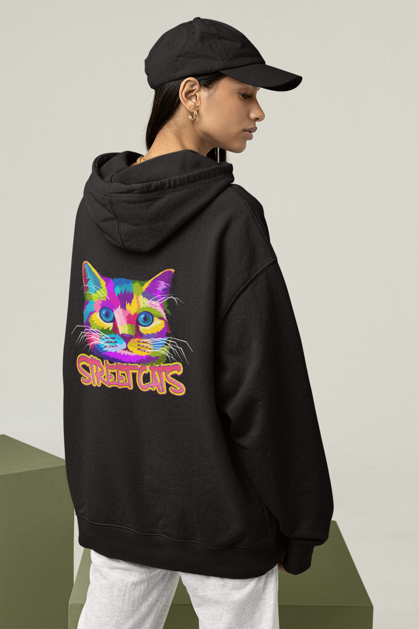 Sudadera con capucha unisex extragrande STREETCATS Streetwear con estampado en la espalda - Slammer Organic para adultos SH
