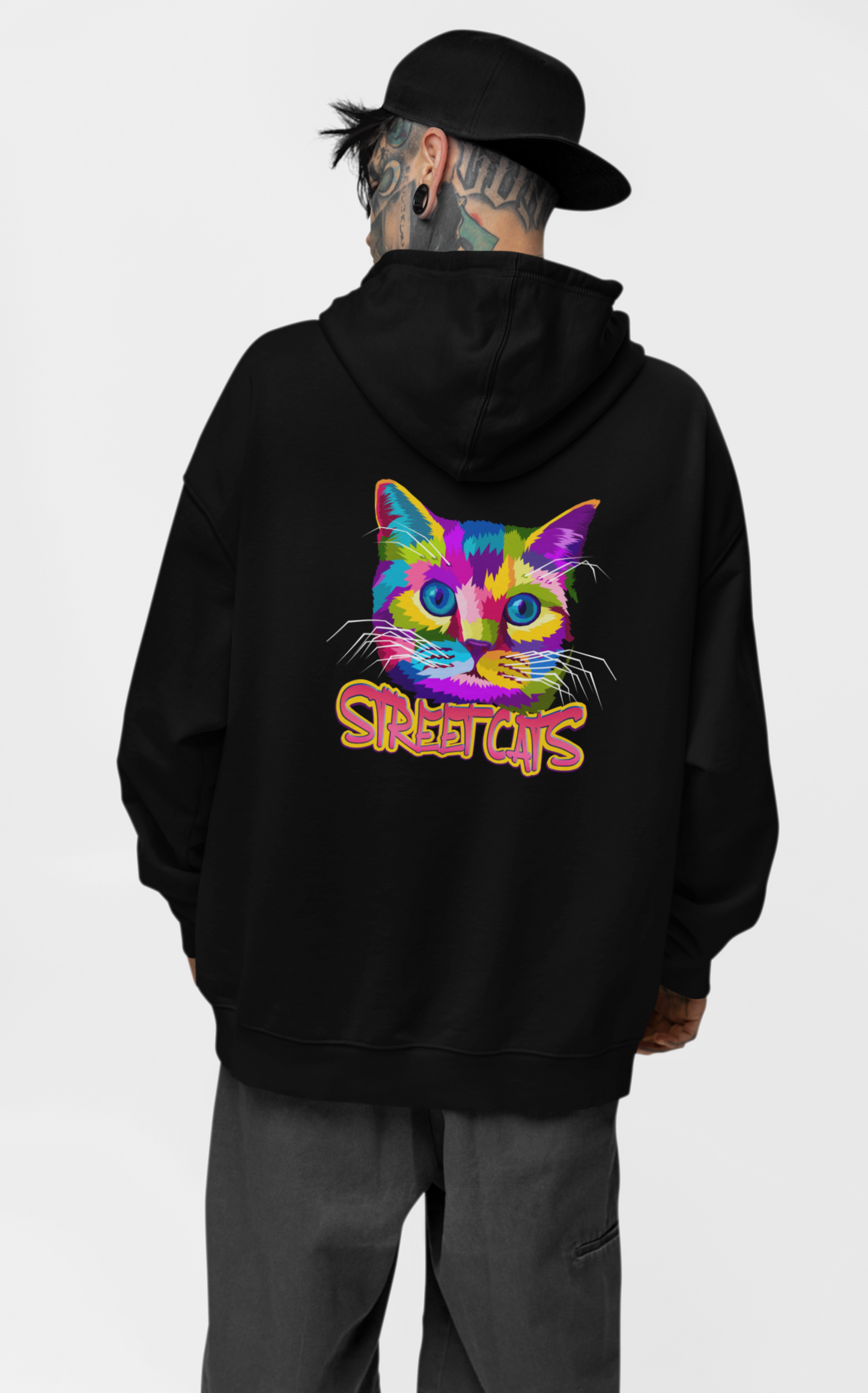Sudadera con capucha unisex extragrande STREETCATS Streetwear con estampado en la espalda - Slammer Organic para adultos SH