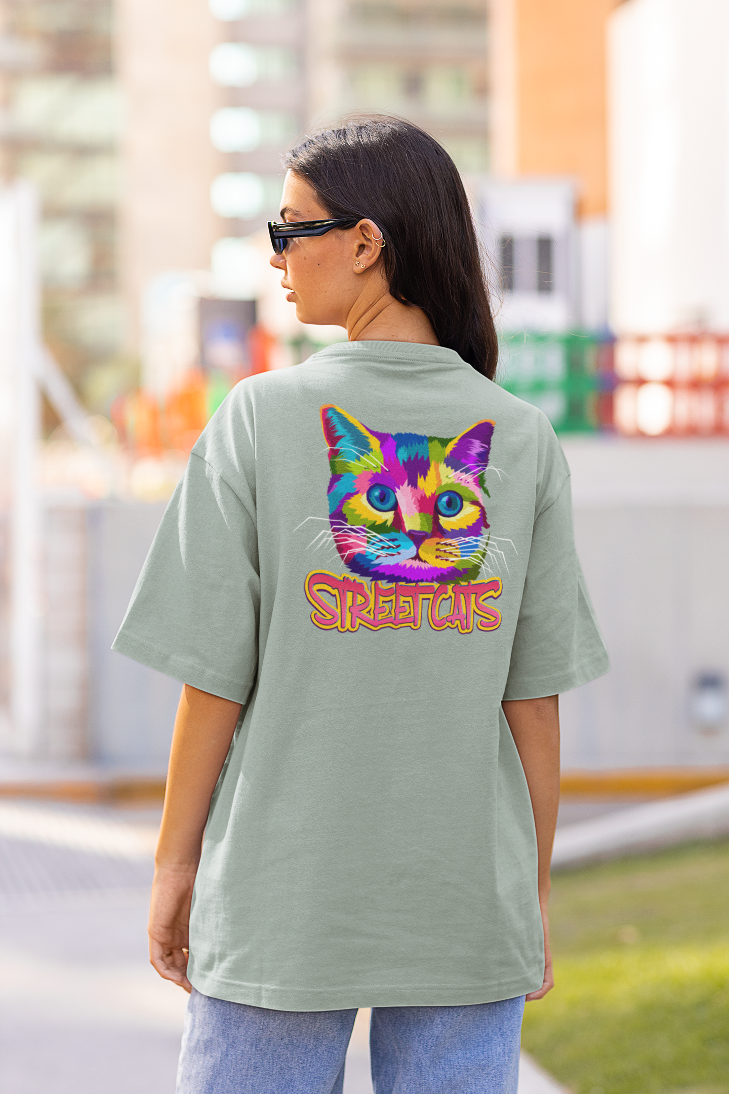 STREETCATS Streetwear Backprint - Freestyler Bio Oversized Unisex T-Shirt Erwachsenen SH