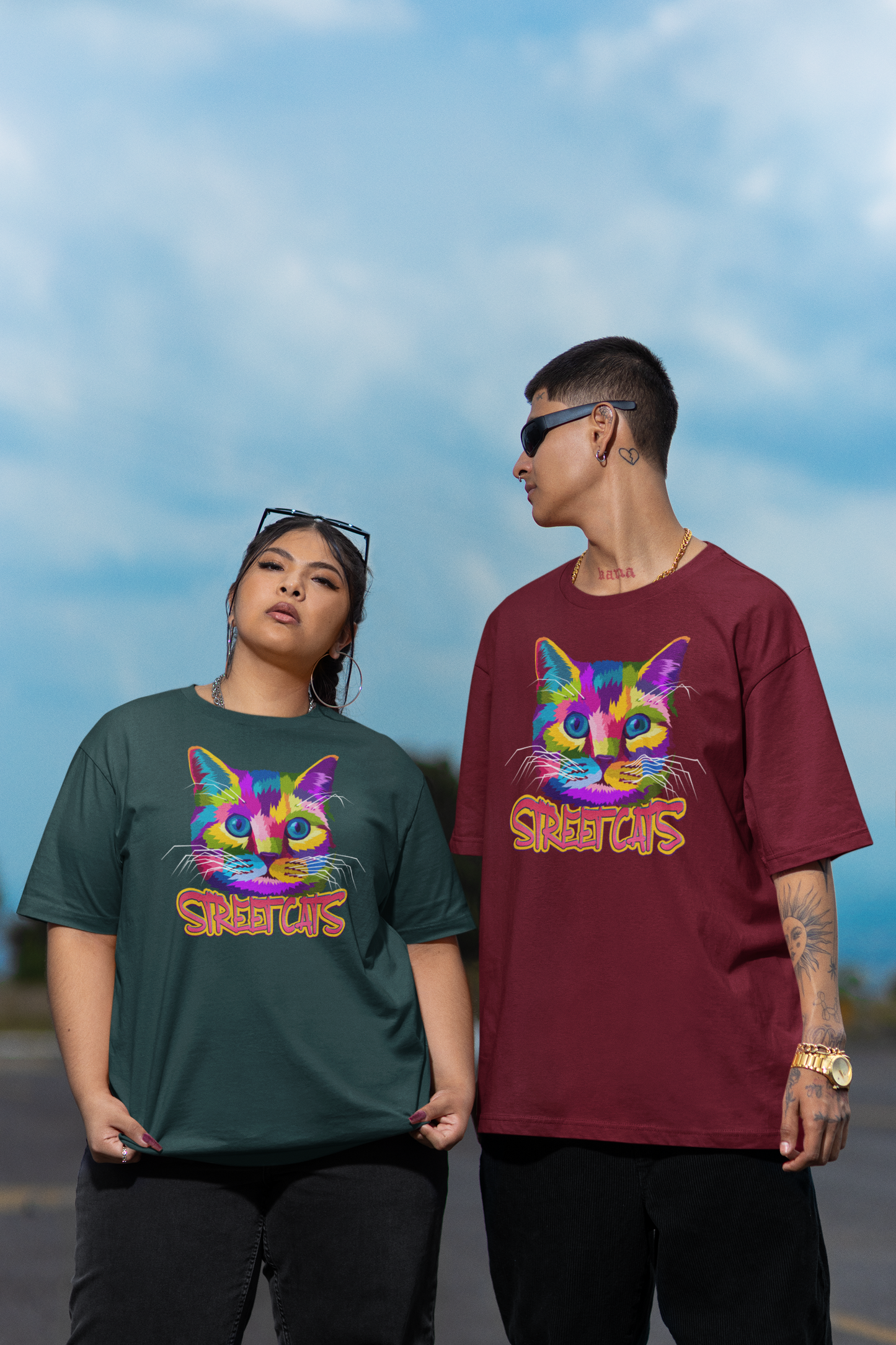 STREETCATS Streetwear Frontprint - Freestyler Bio Oversized Unisex T-Shirt Erwachsenen SH