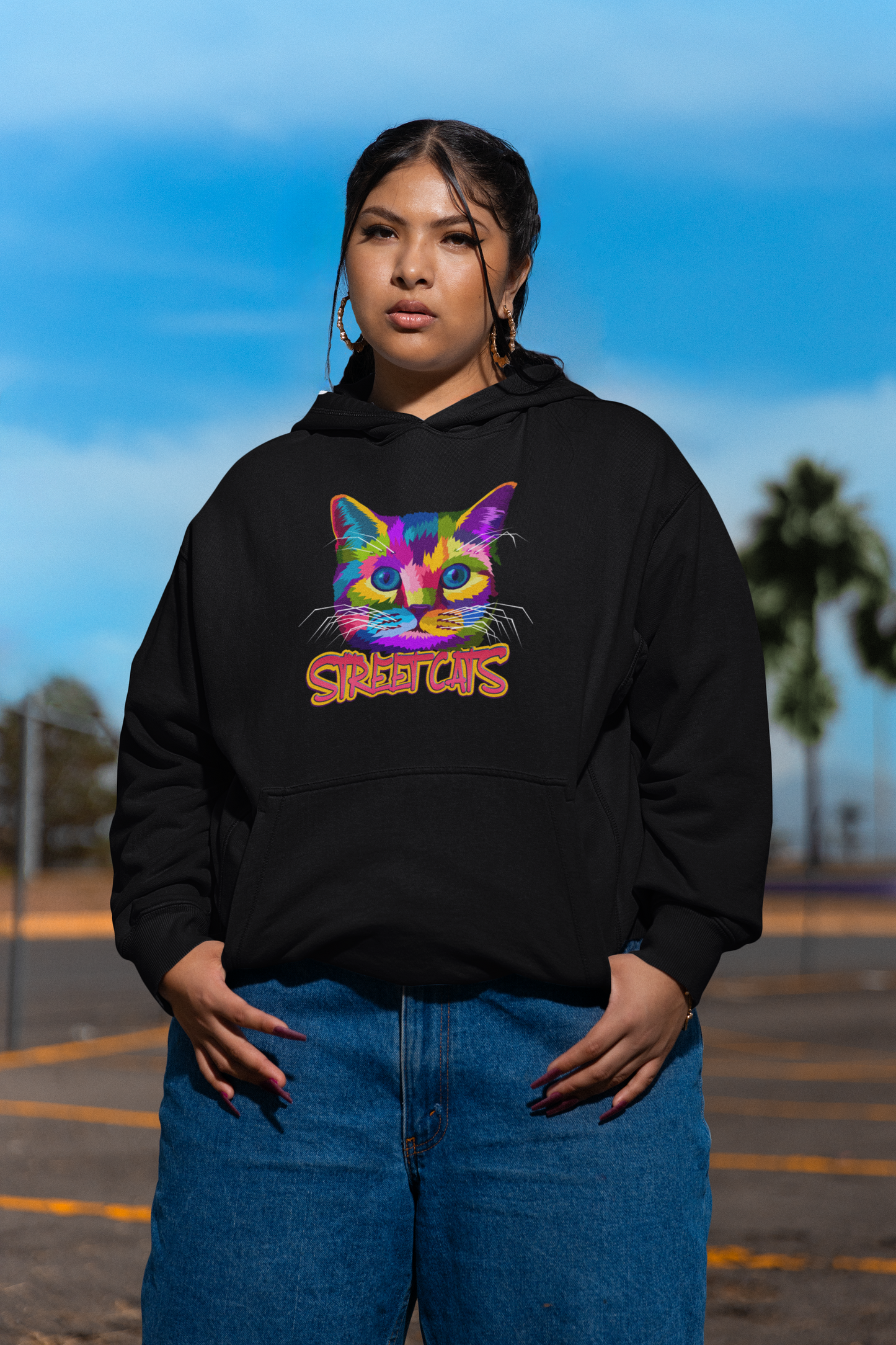 Sudadera con capucha unisex extragrande de STREETCATS Streetwear con estampado frontal - Slammer Organic para adultos SH