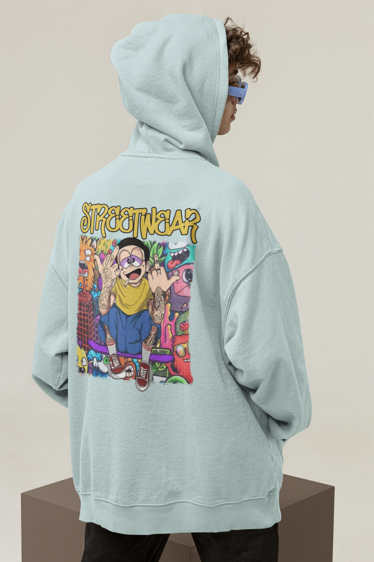 STREETWEAR FY Streetwear Backprint - Sudadera con capucha unisex extragrande Slammer Organic para adultos SH