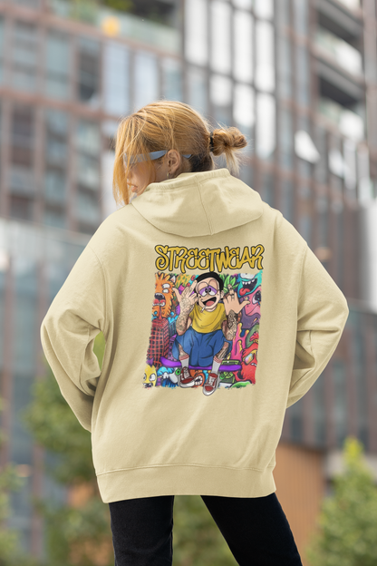 STREETWEAR FY Streetwear Backprint - Sudadera con capucha unisex extragrande Slammer Organic para adultos SH