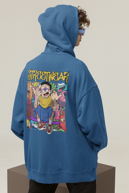 STREETWEAR FY Streetwear Backprint - Sudadera con capucha unisex extragrande Slammer Organic para adultos SH