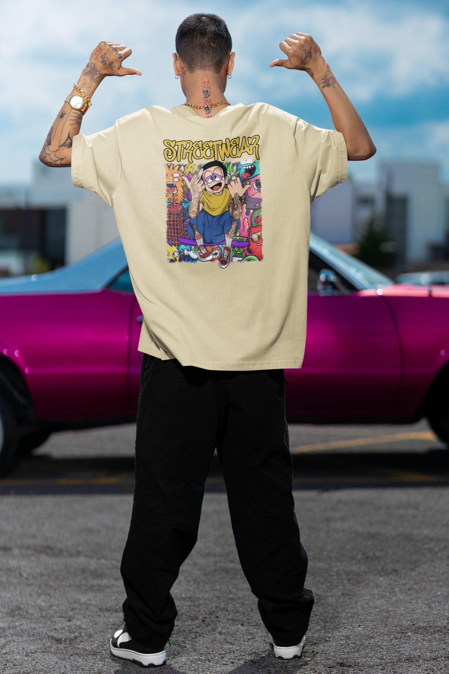 STREETWEAR FY Streetwear Backprint - Freestyler Bio Oversized Unisex T-Shirt Erwachsenen SH