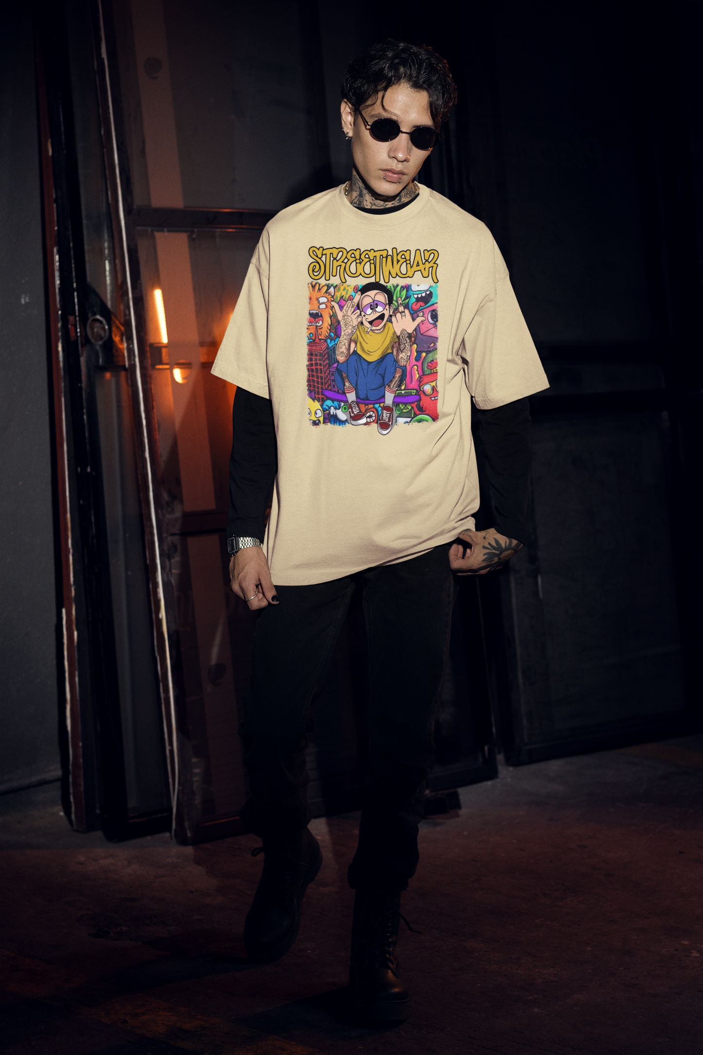 STREETWEAR FY Streetwear Frontprint - Freestyler Bio Oversized Unisex T-Shirt Erwachsenen SH