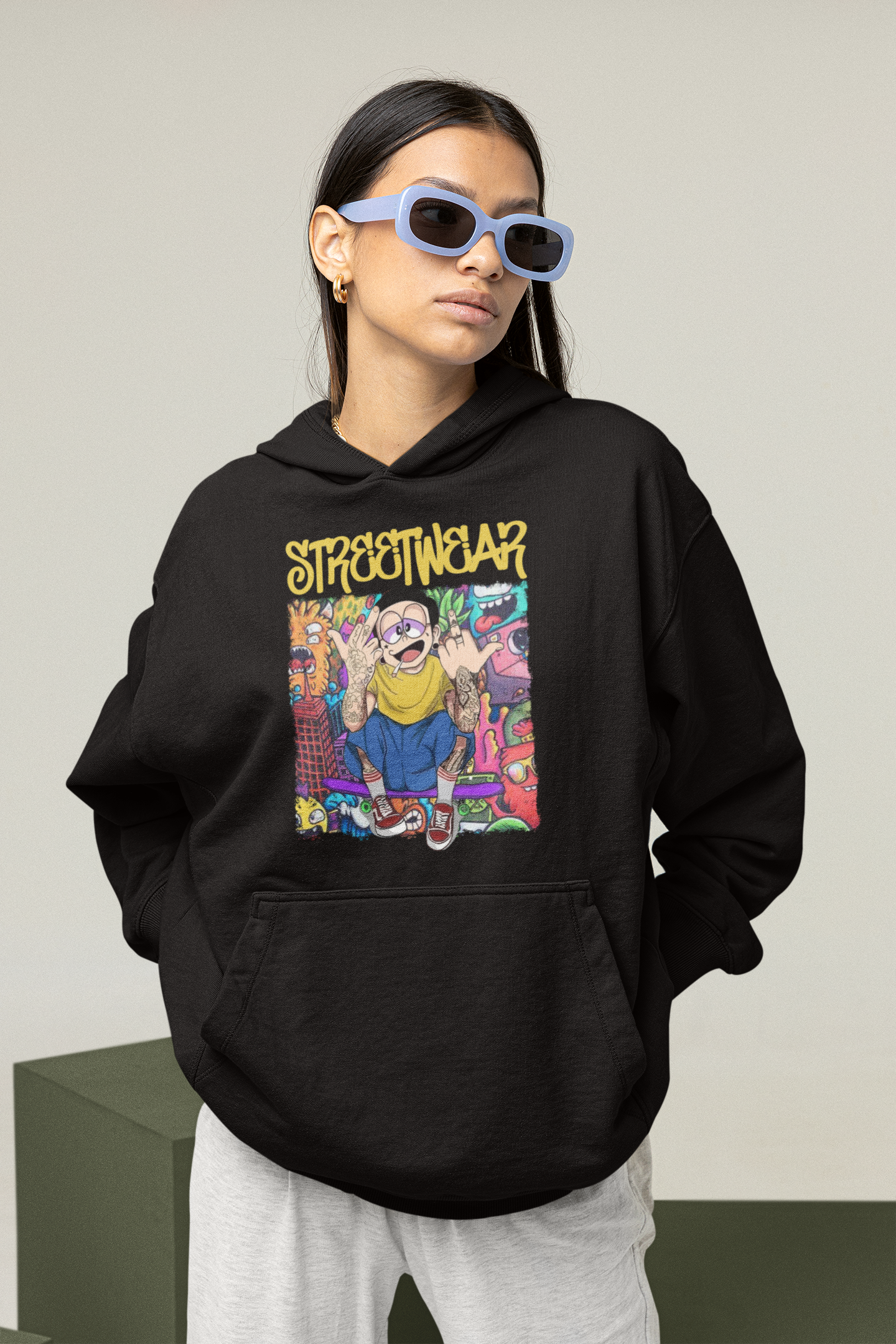 STREETWEAR FY Streetwear Frontprint - Sudadera con capucha unisex extragrande Slammer Bio para adultos SH