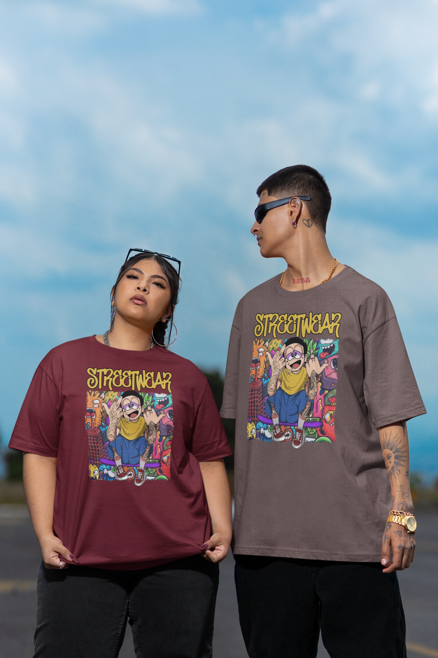 STREETWEAR FY Streetwear Frontprint - Freestyler Bio Oversized Unisex T-Shirt Erwachsenen SH