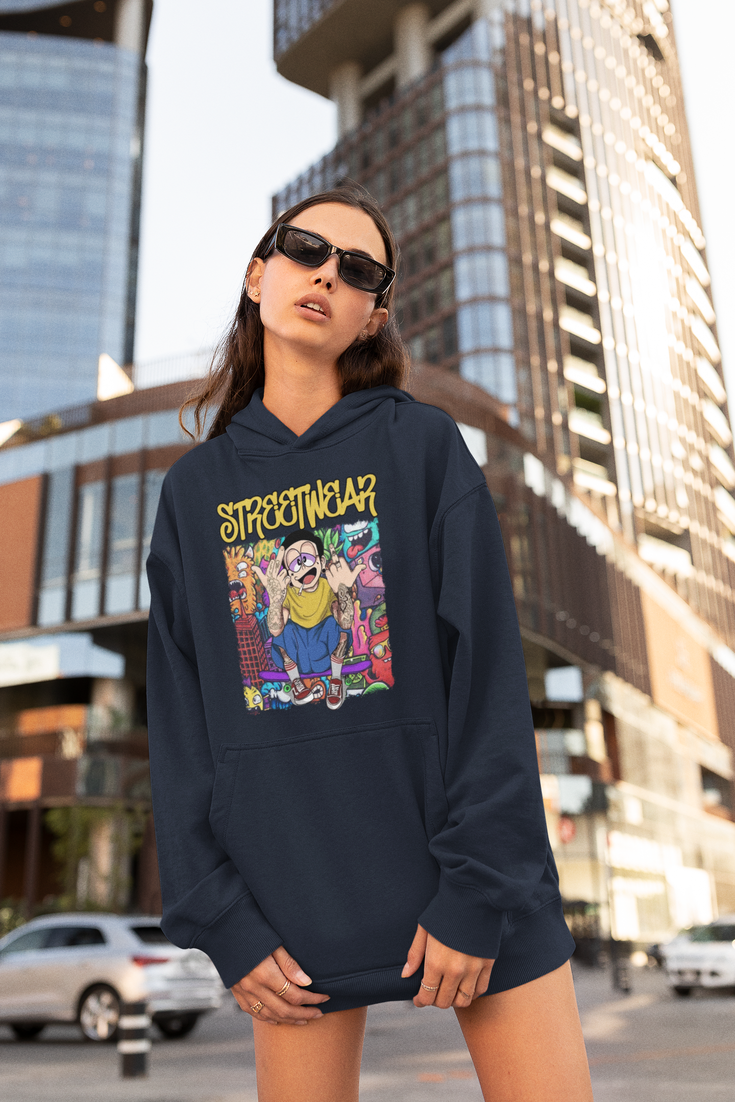STREETWEAR FY Streetwear Frontprint - Sudadera con capucha unisex extragrande Slammer Bio para adultos SH