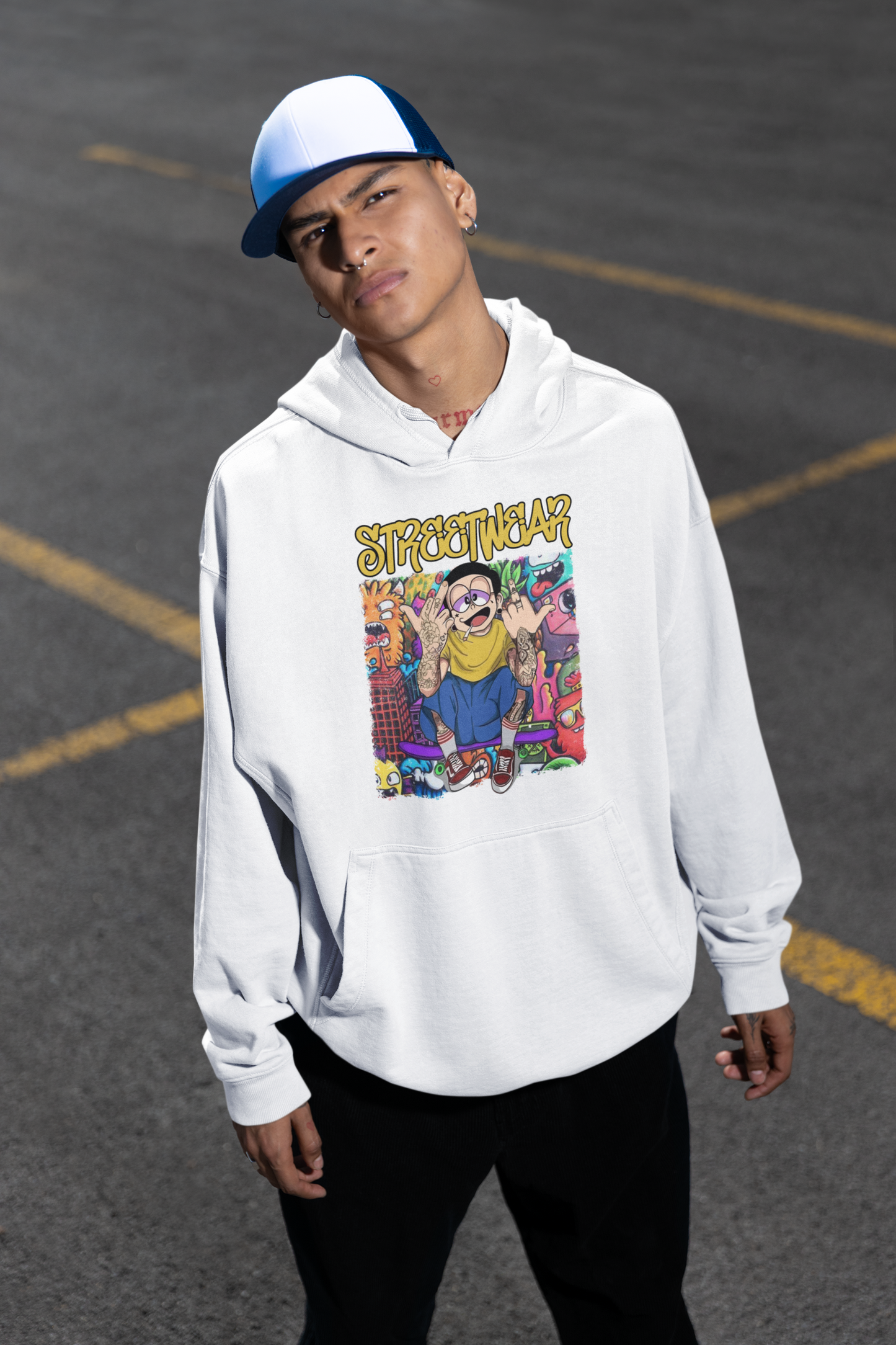 STREETWEAR FY Streetwear Frontprint - Sudadera con capucha unisex extragrande Slammer Bio para adultos SH