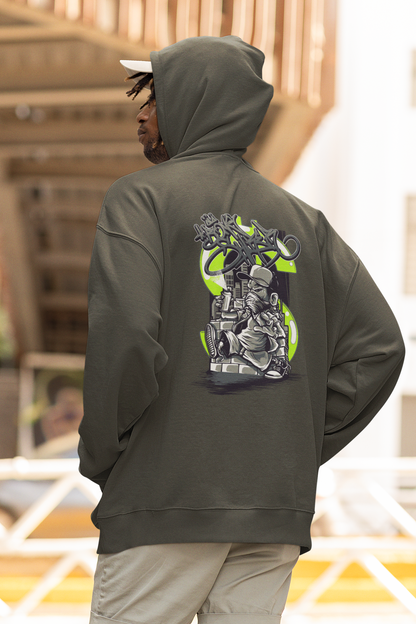 Sudadera con capucha unisex extragrande de talla grande STREET SPRAYER Streetwear con estampado en la espalda - Slammer Organic para adultos SH
