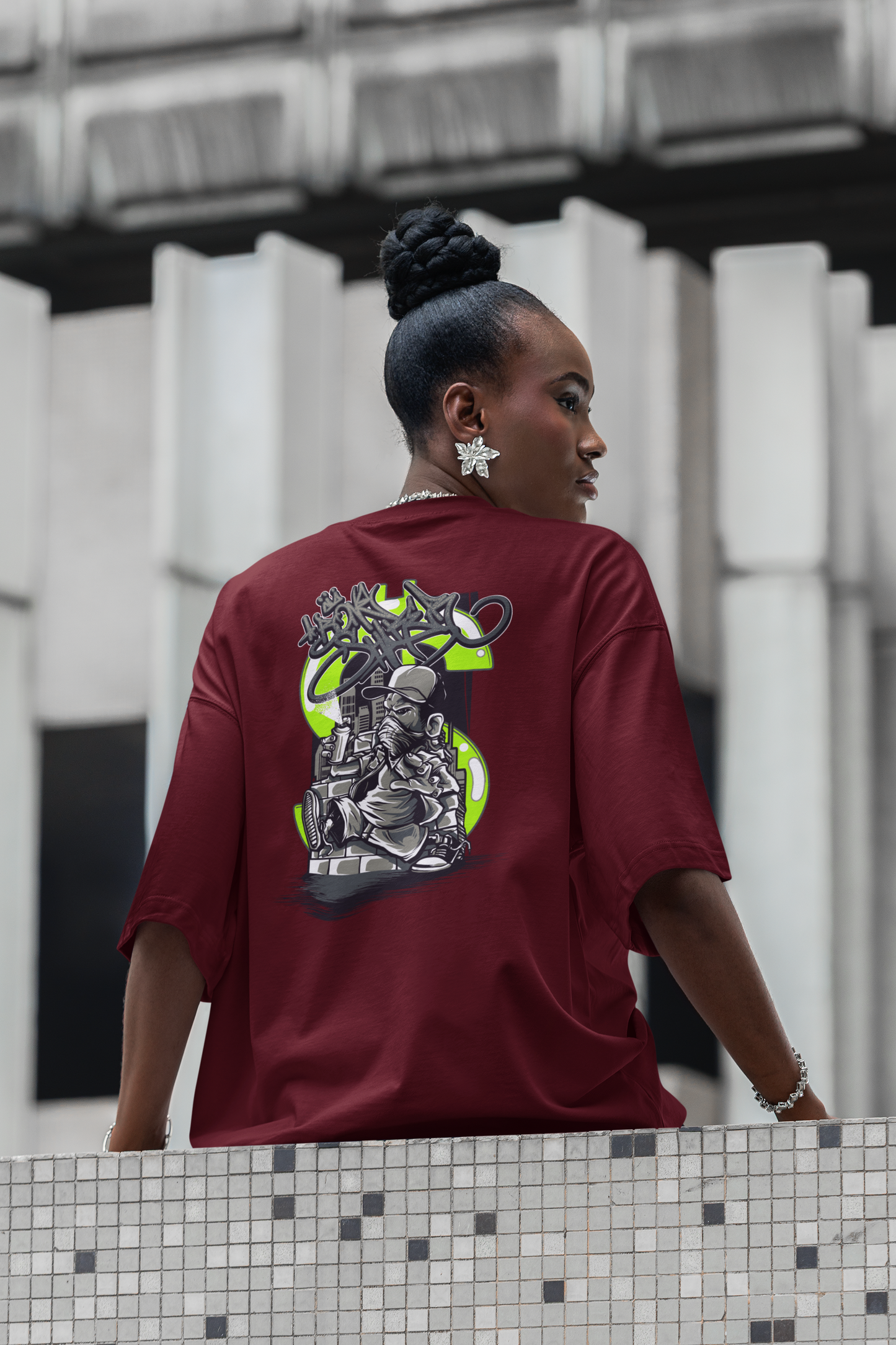 STREET SPRAYER Streetwear Backprint - Freestyler Bio Oversized Unisex T-Shirt Erwachsenen SH