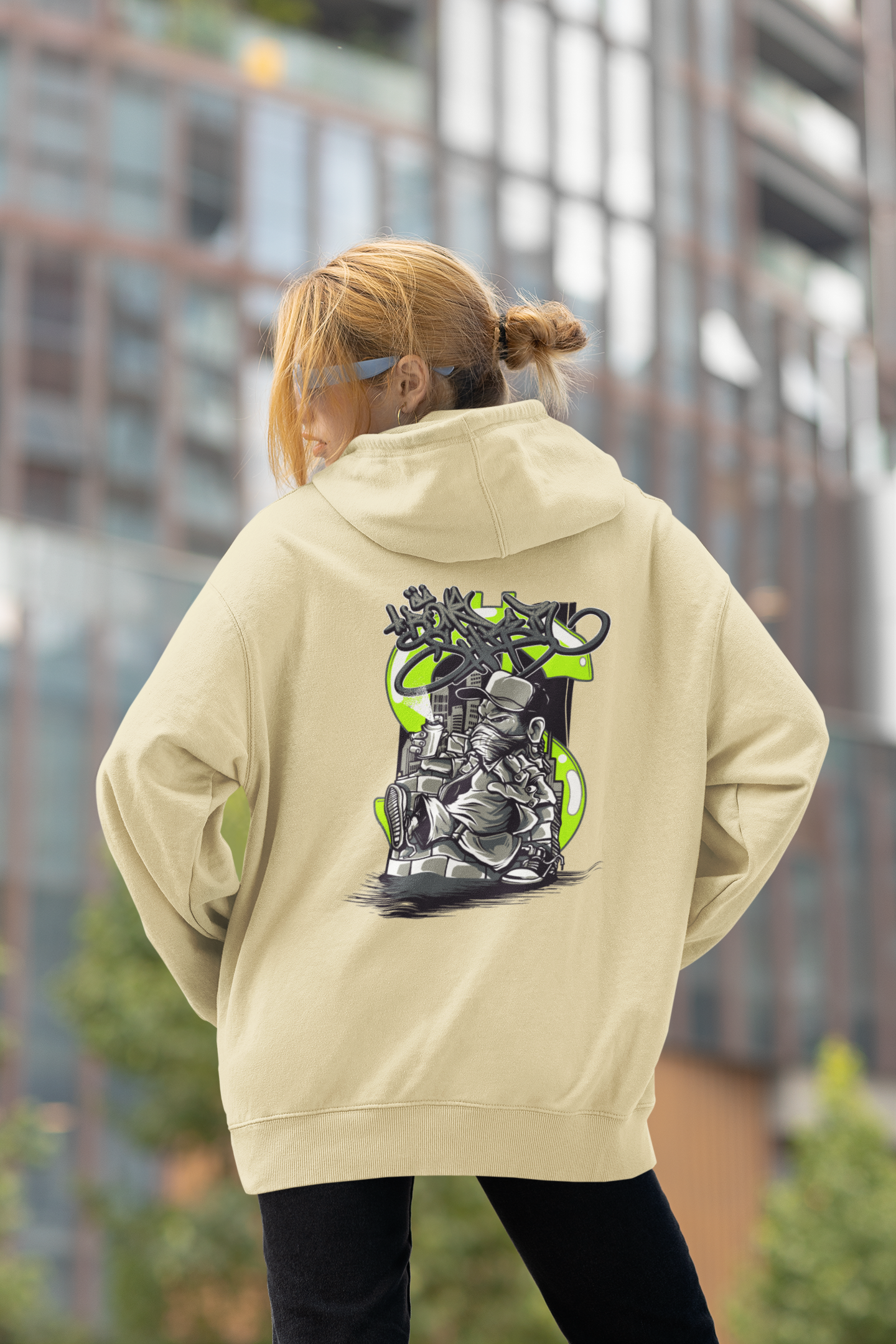 Sudadera con capucha unisex extragrande de talla grande STREET SPRAYER Streetwear con estampado en la espalda - Slammer Organic para adultos SH