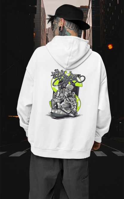 Sudadera con capucha unisex extragrande de talla grande STREET SPRAYER Streetwear con estampado en la espalda - Slammer Organic para adultos SH