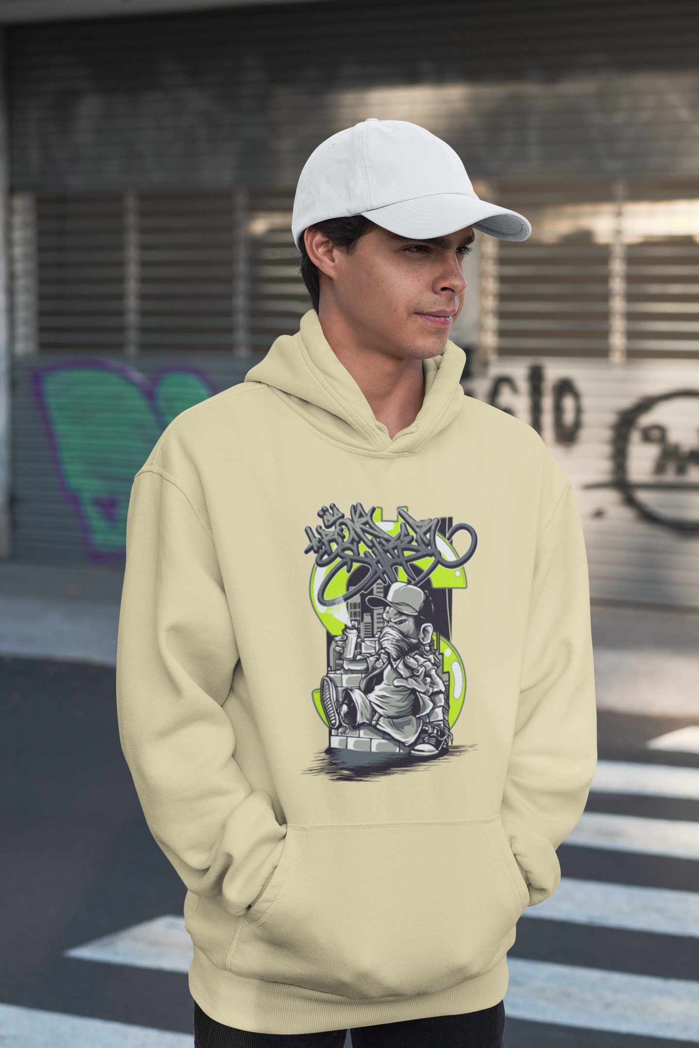 Sudadera con capucha unisex extragrande de Slammer Organic con estampado frontal de Street Sprayer - Sudadera con capucha extragrande unisex para adultos SH - Sudadera con capucha extragrande unisex orgánica 2.0