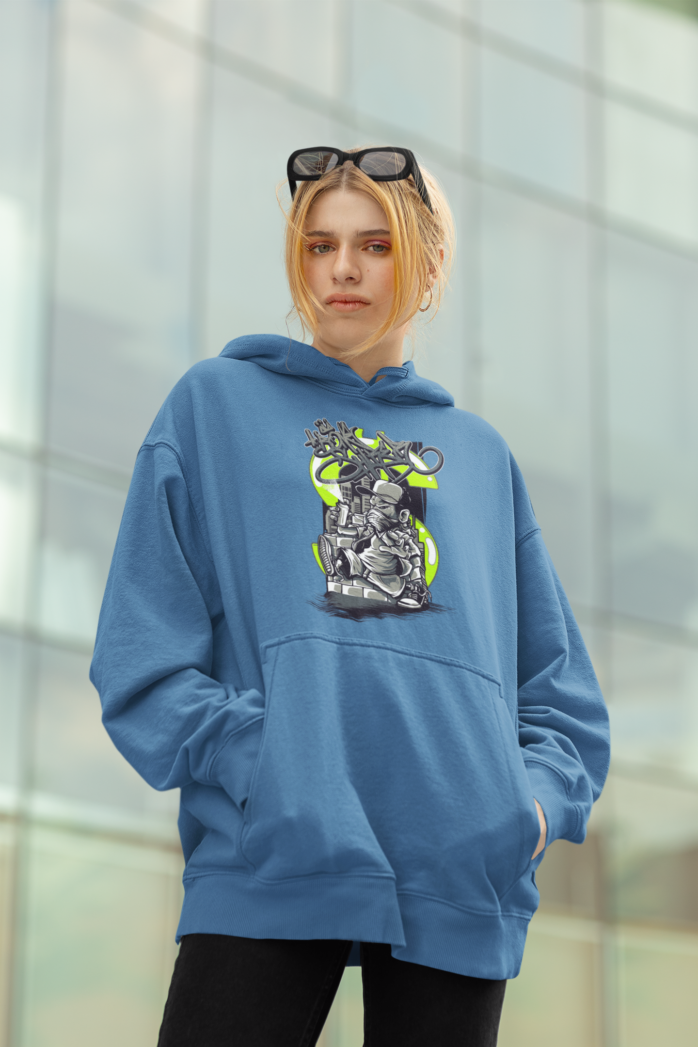 Sudadera con capucha unisex extragrande de Slammer Organic con estampado frontal de Street Sprayer - Sudadera con capucha extragrande unisex para adultos SH - Sudadera con capucha extragrande unisex orgánica 2.0