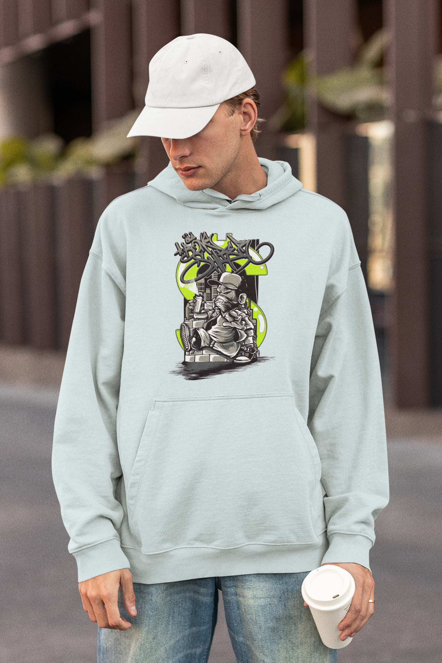 Sudadera con capucha unisex extragrande de Slammer Organic con estampado frontal de Street Sprayer - Sudadera con capucha extragrande unisex para adultos SH - Sudadera con capucha extragrande unisex orgánica 2.0