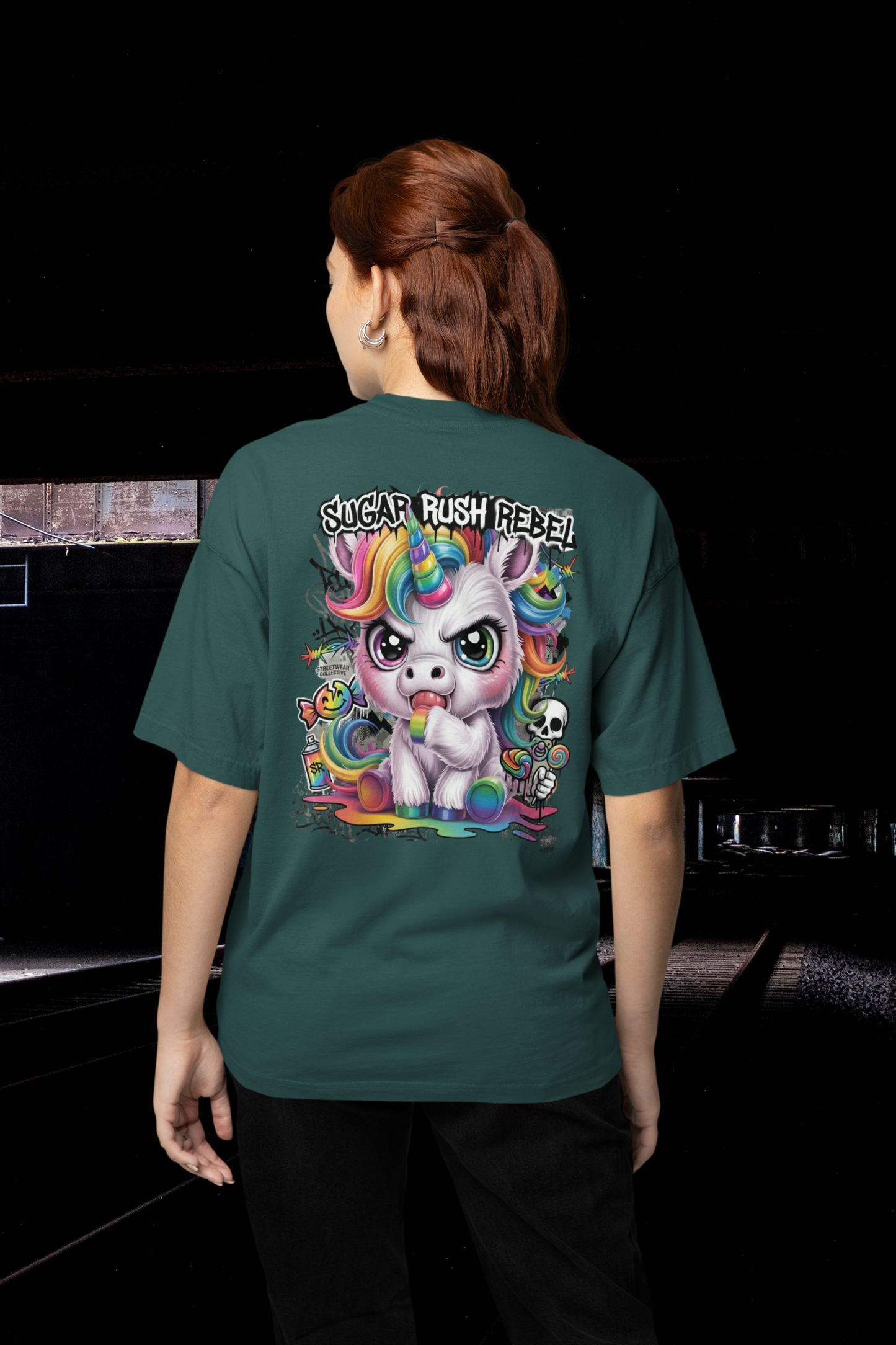 SUGAR RUSH REBEL Kryot Streetwear Backprint - Freestyler Bio Oversized Unisex T-Shirt Erwachsenen SH