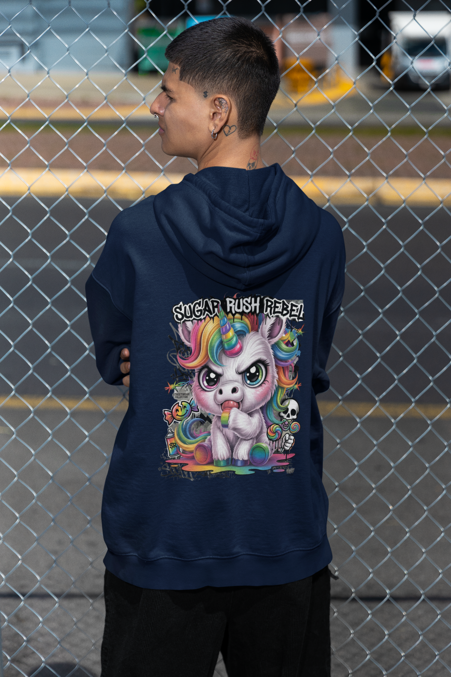 SUGAR RUSH REBEL Kryot Streetwear - Slammer Bio Oversized Unisex Hoodie Erwachsenen SH