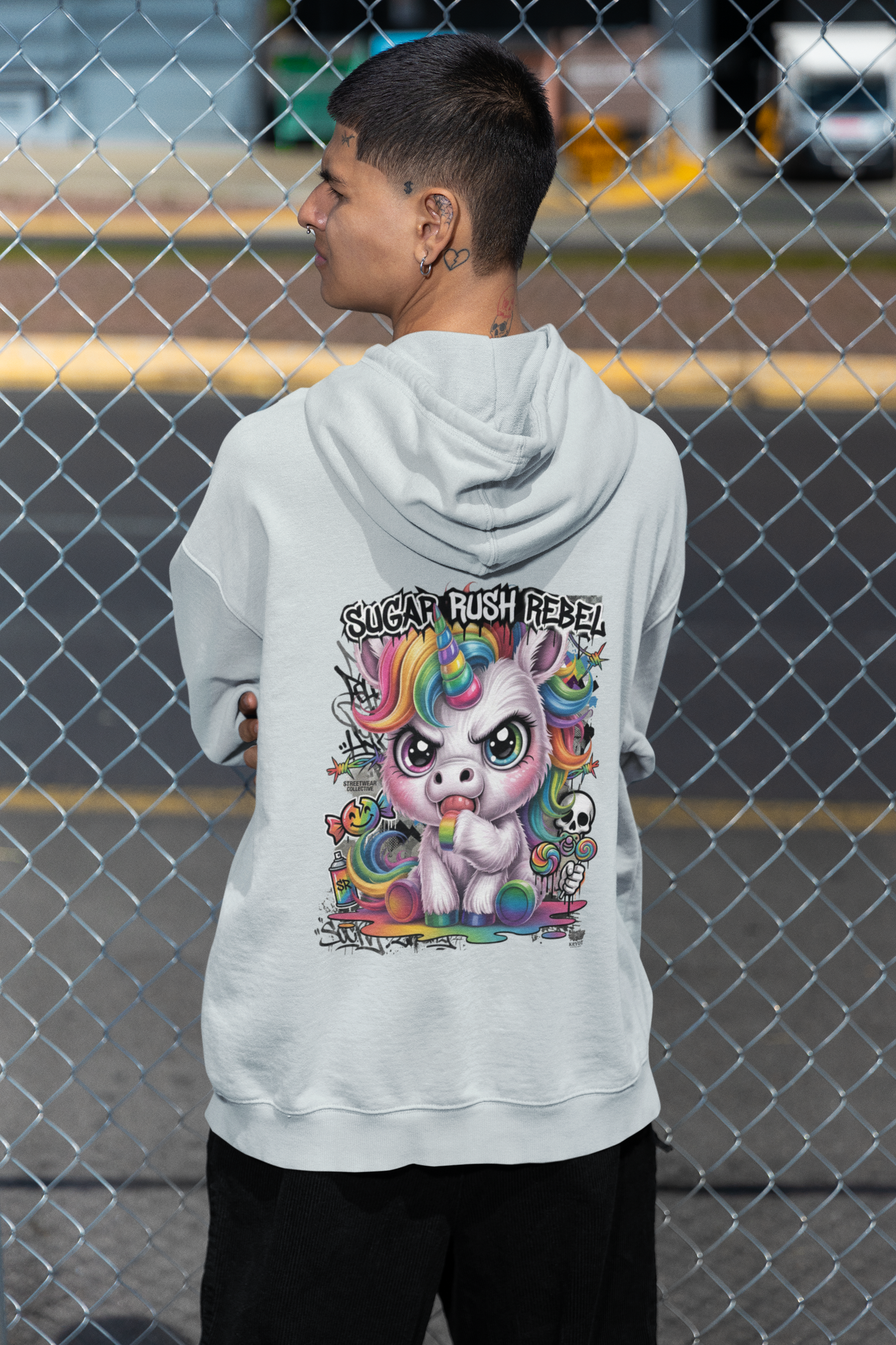 SUGAR RUSH REBEL Kryot Streetwear - Slammer Bio Oversized Unisex Hoodie Erwachsenen SH