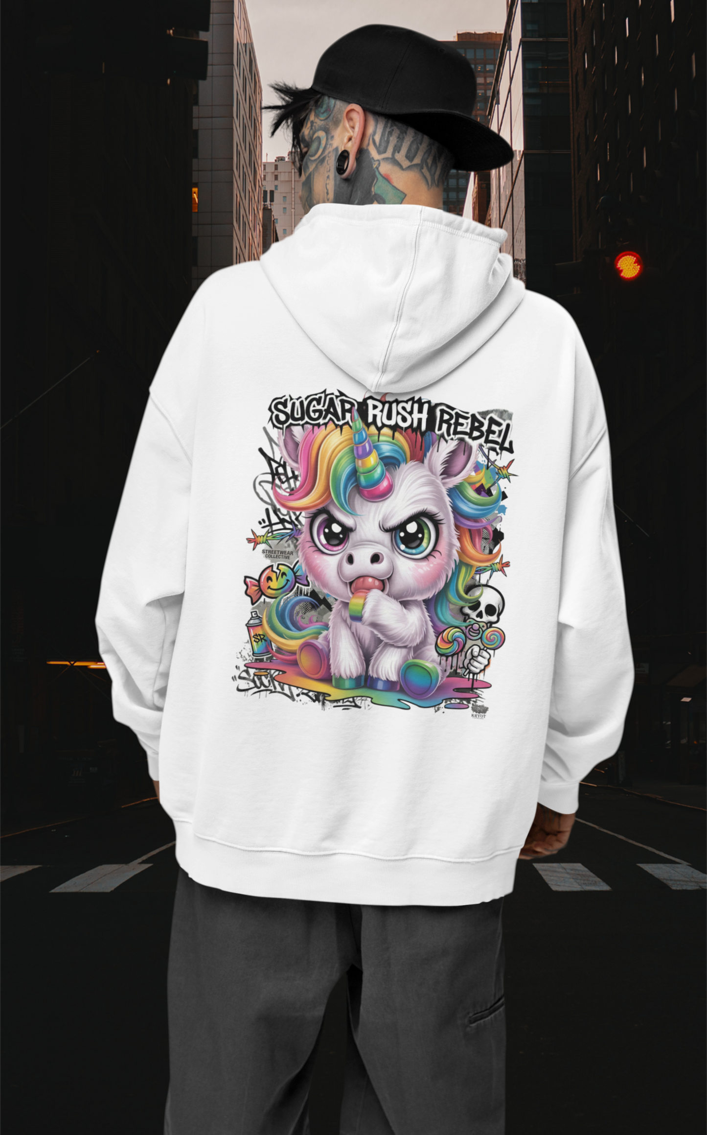 SUGAR RUSH REBEL Kryot Streetwear - Slammer Bio Oversized Unisex Hoodie Erwachsenen SH