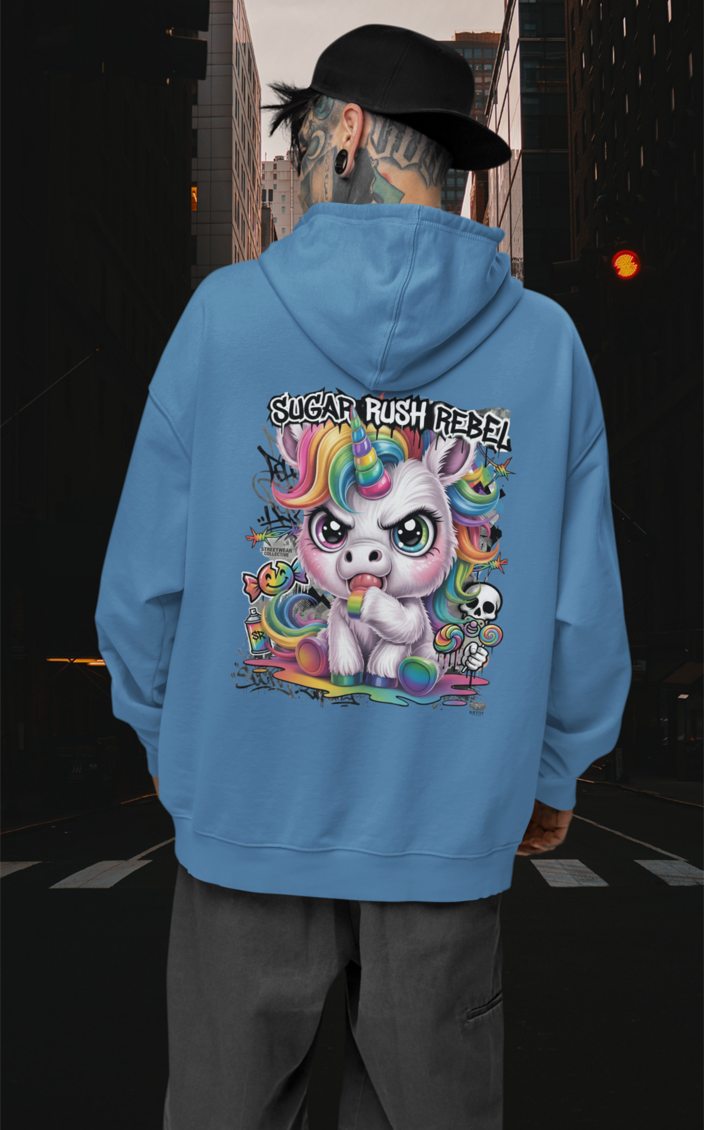 SUGAR RUSH REBEL Kryot Streetwear - Slammer Bio Oversized Unisex Hoodie Erwachsenen SH