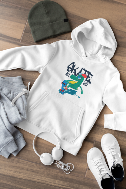 Skate all Day Krokodil - Hochwertiger Mittelschwerer Fleece-Hoodie für Jugendliche - Weltweit Verfügbar - GL