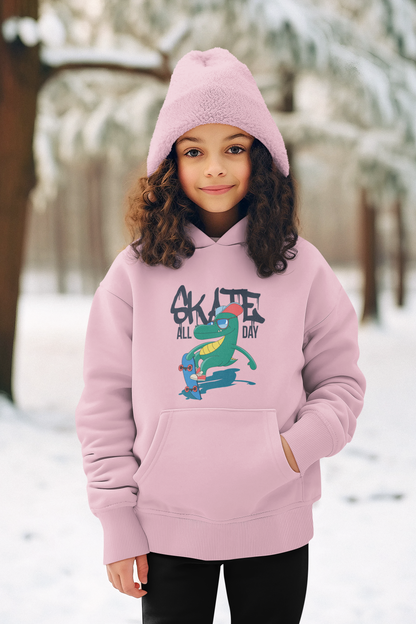 Skate all Day Krokodil - Hochwertiger Mittelschwerer Fleece-Hoodie für Jugendliche - Weltweit Verfügbar - GL