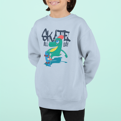 Skate all Day Krokodil Kinder Pullover Sweatshirt Bio Baumwolle Hochwertig Langlebig - Mini Changer Sweatshirt 2 ST/ST SH