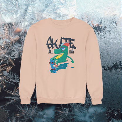 Skate all Day Krokodil Kinder Pullover Sweatshirt Bio Baumwolle Hochwertig Langlebig - Mini Changer Sweatshirt 2 ST/ST SH