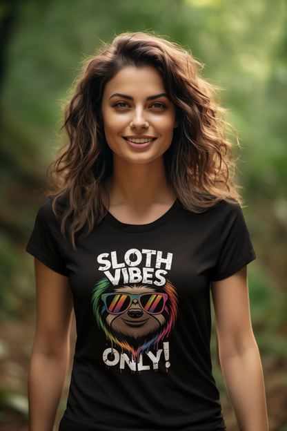 Sloth Vibes ONLY! Cool Face Sloth - Unisex Adult Organic Cotton Short Sleeve Shirt Creator T-Shirt 2.0 ST/ST SH
