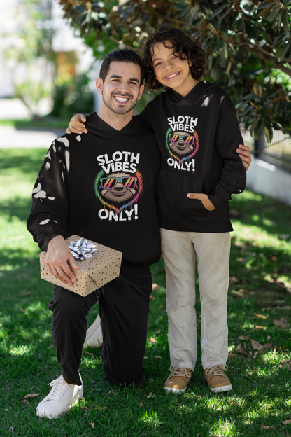 Sloth Vibes ONLY! Cool Face Sloth - High-quality midweight fleece hoodie for unisex adults - Available worldwide - GL