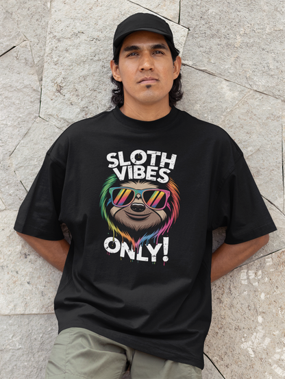 Sloth Vibes ONLY! Cool Face Sloth - Unisex Adult Freestyler Heavy Oversized Short Sleeve T-Shirt ST/St SH
