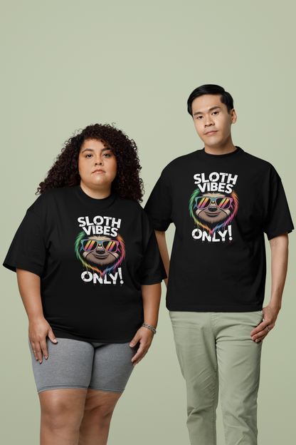 Sloth Vibes ONLY! Cool Face Sloth - Unisex Adult Freestyler Heavy Oversized Short Sleeve T-Shirt ST/St SH