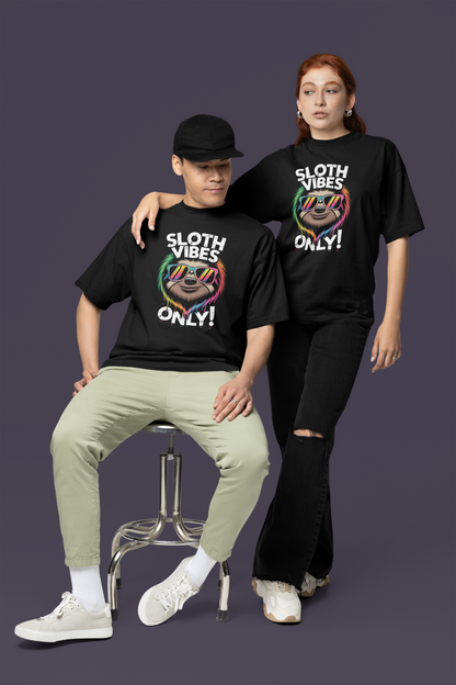 Sloth Vibes ONLY! Cool Face Sloth - Unisex Adult Freestyler Heavy Oversized Short Sleeve T-Shirt ST/St SH