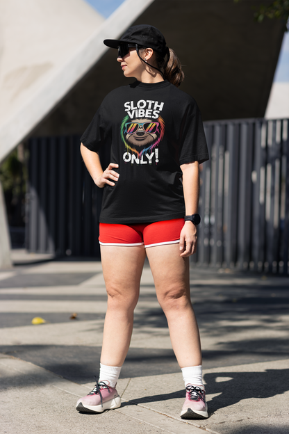 Sloth Vibes ONLY! Cool Face Sloth - Unisex Adult Freestyler Heavy Oversized Short Sleeve T-Shirt ST/St SH