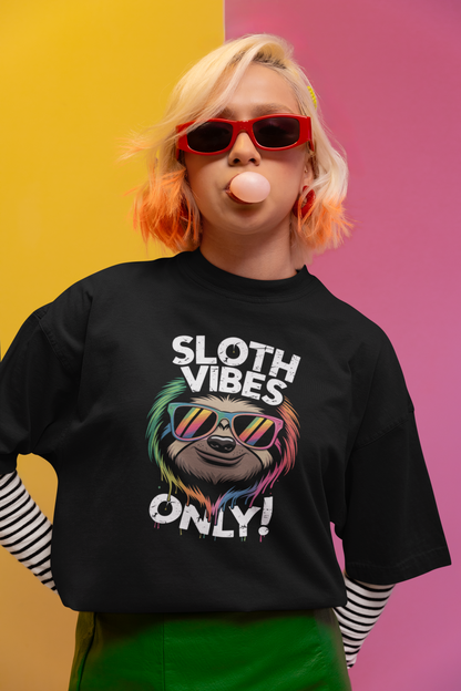 Sloth Vibes ONLY! Cool Face Sloth - Unisex Adult Freestyler Heavy Oversized Short Sleeve T-Shirt ST/St SH