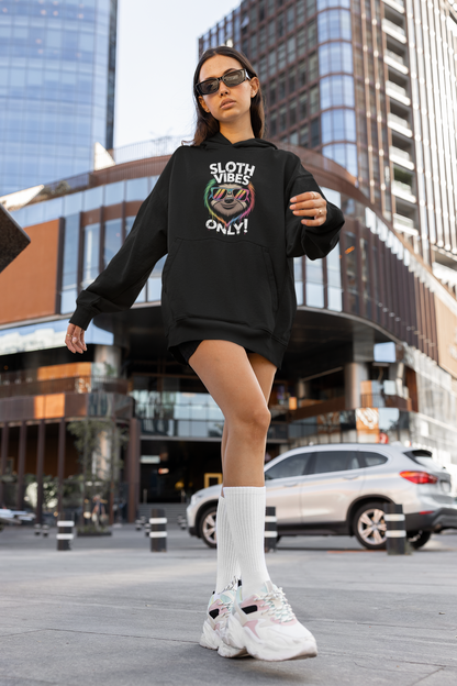 Sloth Vibes ONLY! Cool Face Sloth - Slammer 2.0 Oversize Hoodie Adult - Unisex Oversized Organic Hoodie SH