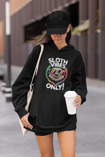 Sloth Vibes ONLY! Cool Face Sloth - Slammer 2.0 Oversize Hoodie Adult - Unisex Oversized Organic Hoodie SH